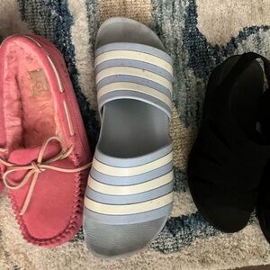 adidas Blue and White Slide Sandals